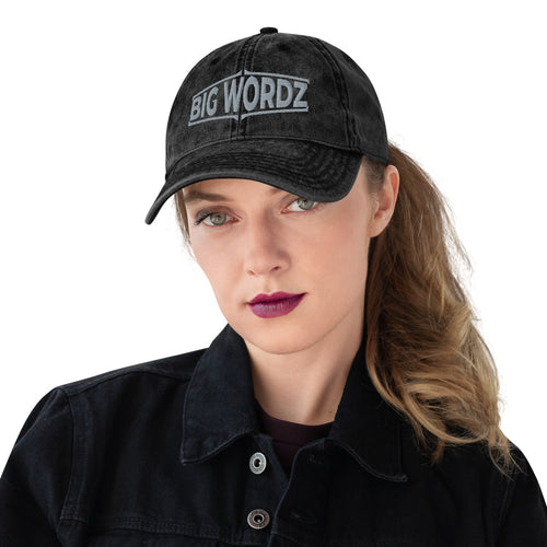 Big Wordz Vintage Cotton Twill Cap (Gray Wording)