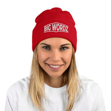 Load image into Gallery viewer, Big Wordz Pom-Pom Beanie (White Wording)